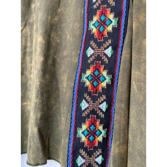 POL women's‎ medium green open front kimono aztec patterned casual cardigan - Picture 3 of 8